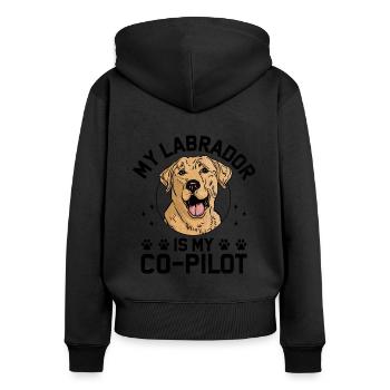 Mein Labrador ist mein Co Pilot Lab Retriever Hund Retri - Frauen Premium Bio Zip Hoodie - Schwarz - Hinten - Julia (174cm)