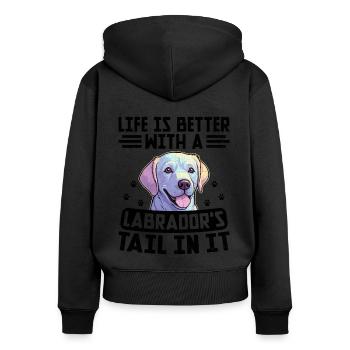 Das Leben Ist Besser Mit Dem Schwanz Eines Labradors Darin Labrad - Frauen Premium Bio Zip Hoodie - Schwarz - Hinten - Julia (174cm)