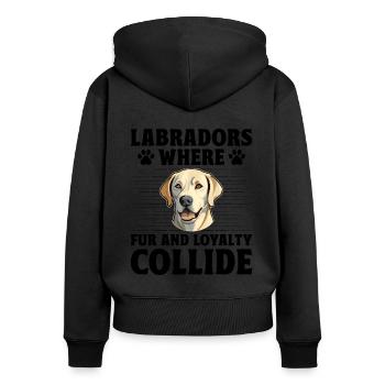 Labradors où la fourrure et la loyauté s’entrechoquent Labrador R - Sweat à capuche zippé Premium bio Femme - noir - Dos - Julia (174cm)