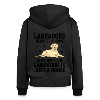 Labradore, Wo Jeder Tag ein Spieltag ist Labrador R - Frauen Premium Bio Zip Hoodie - Schwarz - Hinten - Julia (174cm)