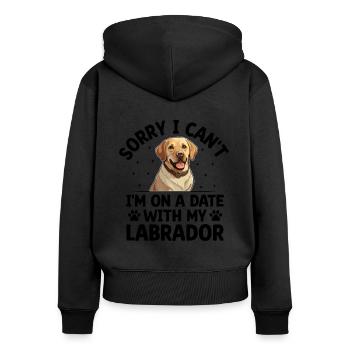 Désolé je ne peux pas, j’ai un rendez-vous avec mon labrador Retri - Sweat à capuche zippé Premium bio Femme - noir - Dos - Julia (174cm)
