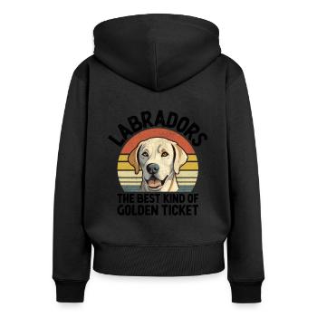 Labradors The Best Kind Of Golden Ticket Labrador - Women's Premium Organic Zip Hoodie - black - Back - Julia (174cm)