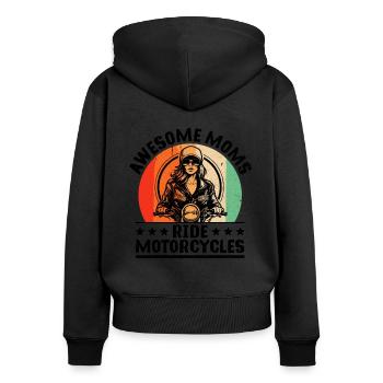 Awesome Moms Ride Motorcycles Motorcyclist Biker M - Women's Premium Organic Zip Hoodie - black - Back - Julia (174cm)