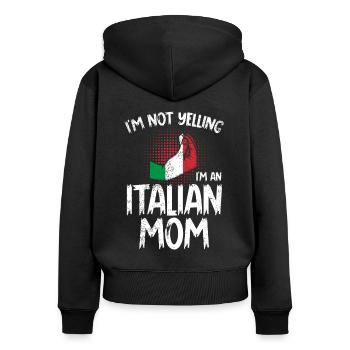Je ne crie pas, je suis une mère italienne - Sweat à capuche zippé Premium bio Femme - noir - Dos - Julia (174cm)