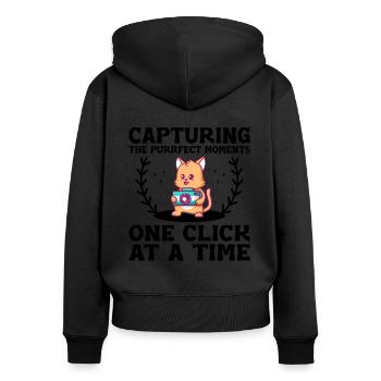 Chat Photographes Chat Amoureux Des Chats Photo - Sweat à capuche zippé Premium bio Femme - noir - Dos - Julia (174cm)