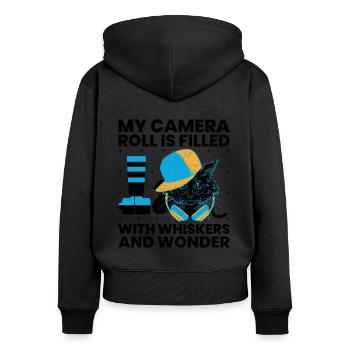 Chat Photographes Chat Amoureux Des Chats Photo - Sweat à capuche zippé Premium bio Femme - noir - Dos - Julia (174cm)
