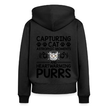 Chat Photographes Chat Amoureux Des Chats Photo - Sweat à capuche zippé Premium bio Femme - noir - Dos - Julia (174cm)