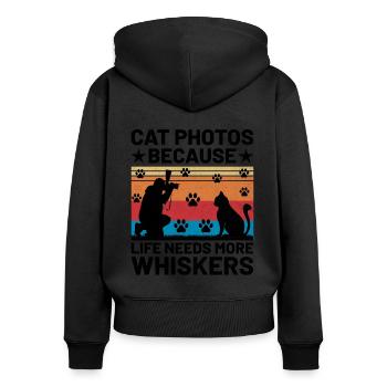 Chat Photographes Chat Amoureux Des Chats Photo - Sweat à capuche zippé Premium bio Femme - noir - Dos - Julia (174cm)