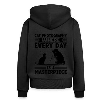 Chat Photographes Chat Amoureux Des Chats Photo - Sweat à capuche zippé Premium bio Femme - noir - Dos - Julia (174cm)