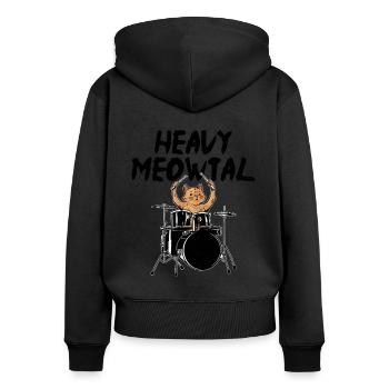 Heavy Meowtal tambour tambour batteur amoureux des chats - Sweat à capuche zippé Premium bio Femme - noir - Dos - Julia (174cm)