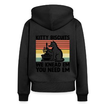 Kätzchenkekse Wir Kneten Em Du Brauchst Em Backen Backen - Frauen Premium Bio Zip Hoodie - Schwarz - Hinten - Julia (174cm)