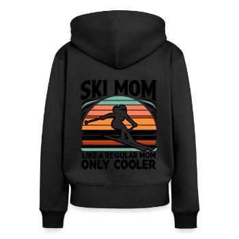 Ski-Mama Wie Eine Normale Mutter, Nur viel Cooleres Skifahren - Frauen Premium Bio Zip Hoodie - Schwarz - Hinten - Julia (174cm)