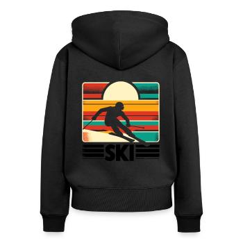 Retro Skiing Skier Ski Winter Sports Skis - Women's Premium Organic Zip Hoodie - black - Back - Julia (174cm)