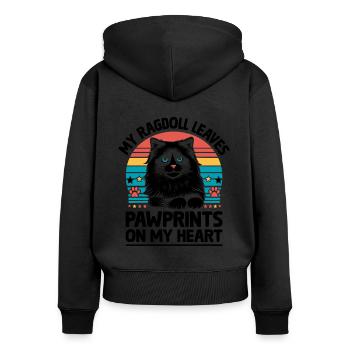 My Ragdoll Leaves Pawprints On My Heart Ragdolls C - Women's Premium Organic Zip Hoodie - black - Back - Julia (174cm)