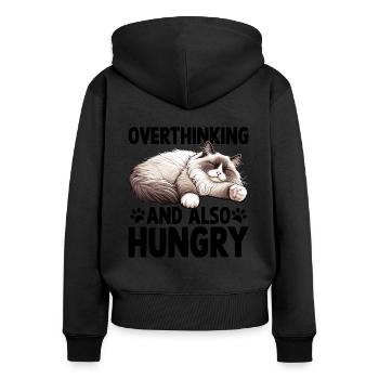 Zu viel nachdenken und auch hungrig Ragdoll Liebhaber Ragdoll - Frauen Premium Bio Zip Hoodie - Schwarz - Hinten - Julia (174cm)