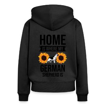 Zuhause ist, wo mein Deutscher Schäferhund Hundeliebhaber GSD ist - Frauen Premium Bio Zip Hoodie - Schwarz - Hinten - Julia (174cm)