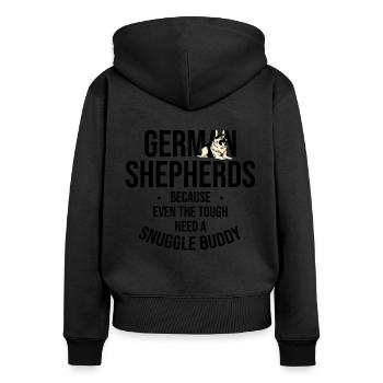 German Shepherds Because Even The Tough Need A Snu - Women's Premium Organic Zip Hoodie - black - Back - Julia (174cm)