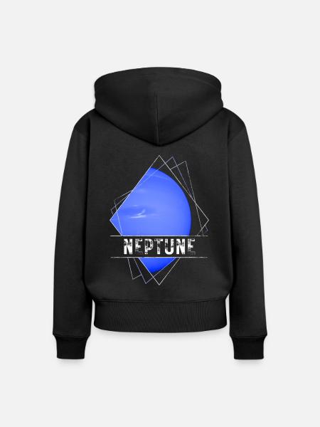 Neptun Planet - Frauen Premium Bio Zip Hoodie - Schwarz