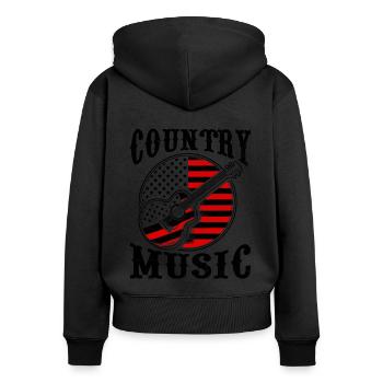 Country Musik Amerikanische Flagge Lied Liebhaber USA Patriot - Frauen Premium Bio Zip Hoodie - Schwarz - Hinten - Julia (174cm)