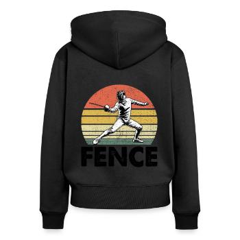 Retro Fence Sword Epee Fencing Fencer Athlete - Women's Premium Organic Zip Hoodie - black - Back - Julia (174cm)
