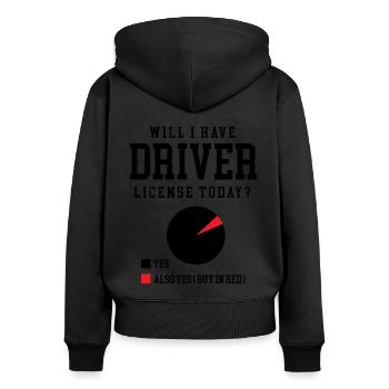 Werde ich heute einen Führerschein haben Fahrschule - Frauen Premium Bio Zip Hoodie - Schwarz - Hinten - Julia (174cm)