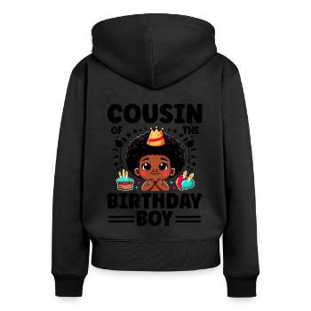 Cousin Of The Birthday Boy Family Cousins - Women's Premium Organic Zip Hoodie - black - Back - Julia (174cm)