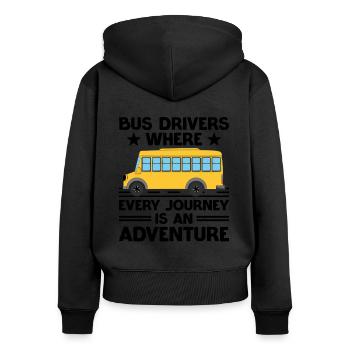 Busfahrer, bei denen jede Fahrt ein Abenteuer ist - Frauen Premium Bio Zip Hoodie - Schwarz - Hinten - Julia (174cm)