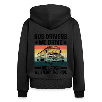 Chauffeurs d’autobus Nous conduisons Nous rions Nous profitons du trajet - Sweat à capuche zippé Premium bio Femme - noir - Dos - Julia (174cm)