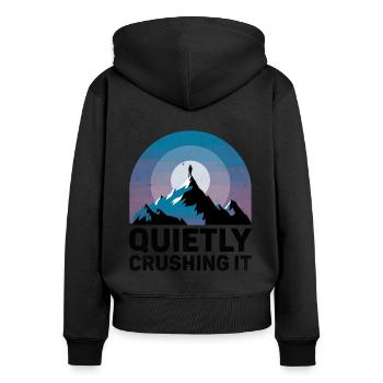 Quietly Crushing It Sayings For Introverts - Women's Premium Organic Zip Hoodie - black - Back - Julia (174cm)