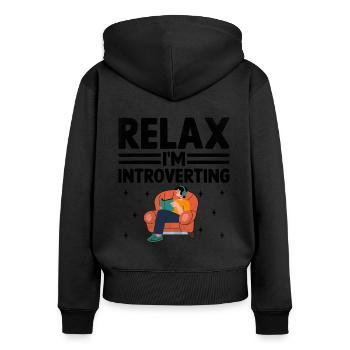 Relax I M Introverti Dictons pour les introvertis - Sweat à capuche zippé Premium bio Femme - noir - Dos - Julia (174cm)