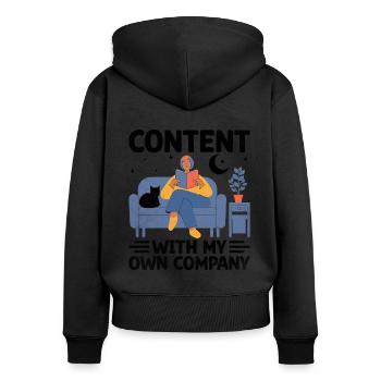 Content With My Own Company Sayings For Introverts - Women's Premium Organic Zip Hoodie - black - Back - Julia (174cm)