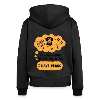 Je ne viens pas mon rottweiler et j’ai des projets - Sweat à capuche zippé Premium bio Femme - noir - Dos - Julia (174cm)