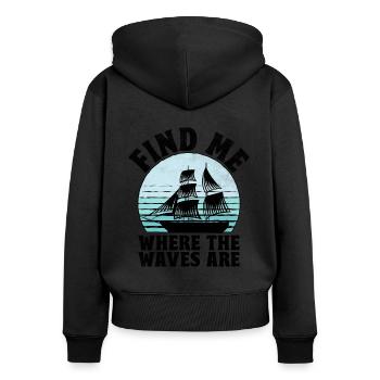 Trouve-moi où les vagues sont Pédalo - Sweat à capuche zippé Premium bio Femme - noir - Dos - Julia (174cm)