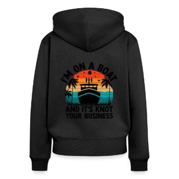 Ich bin auf einem Boot und es ist Knoten Ihr Geschäftspaddel - Frauen Premium Bio Zip Hoodie - Schwarz - Hinten - Julia (174cm)