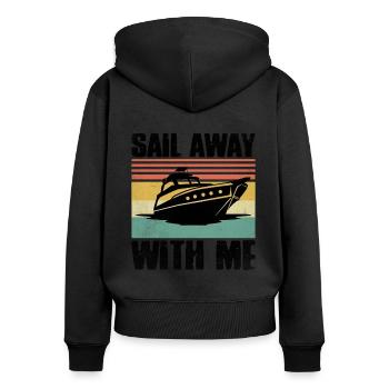 Sail Away With Me Paddle Boat - Women's Premium Organic Zip Hoodie - black - Back - Julia (174cm)