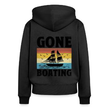Gone Boating Paddle Boat - Women's Premium Organic Zip Hoodie - black - Back - Julia (174cm)