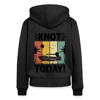 Knoten Heute Paddelboot - Frauen Premium Bio Zip Hoodie - Schwarz - Hinten - Julia (174cm)