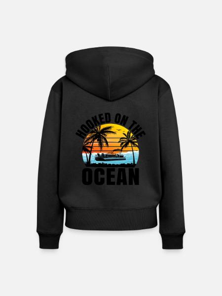 Süchtig nach dem Ozean-Paddelboot - Frauen Premium Bio Zip Hoodie - Schwarz