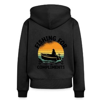 Fishing For Compliments Paddle Boat - Women's Premium Organic Zip Hoodie - black - Back - Julia (174cm)