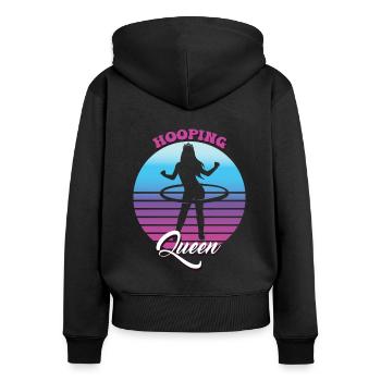 Hooping Queen Hullern Hulahoop - Frauen Premium Bio Zip Hoodie - Schwarz - Hinten - Julia (174cm)