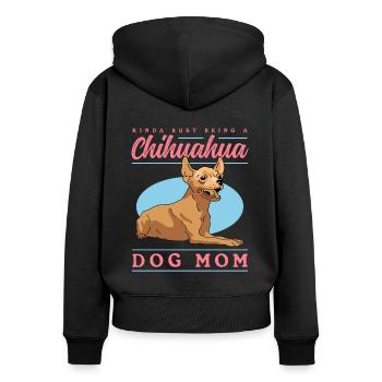 Chihuahua Maman Propriétaire de Chien Maîtresse Cadeau - Sweat à capuche zippé Premium bio Femme - noir - Dos - Julia (174cm)