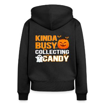 Halloween Party | Kostüm Kinder Süßes Geschenk - Frauen Premium Bio Zip Hoodie - Schwarz - Hinten - Julia (174cm)