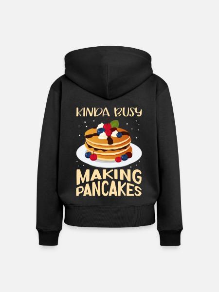 Pfannkuchen Pancake Eierkuchen Geschenk - Frauen Premium Bio Zip Hoodie - Schwarz