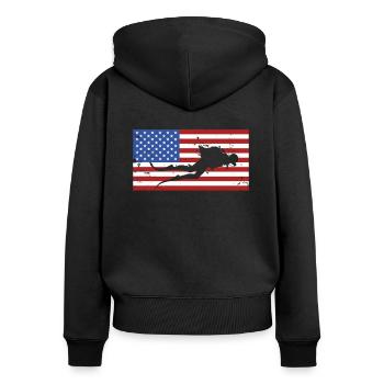 Tauchen Us-flagge - Frauen Premium Bio Zip Hoodie - Schwarz - Hinten - Julia (174cm)