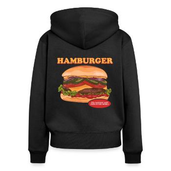 Hamburger Burger Fast Food Fastfood Geschenk - Frauen Premium Bio Zip Hoodie - Schwarz - Hinten - Julia (174cm)