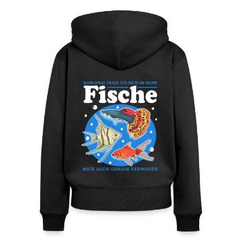 Aquarium Aquarianer Aquaristik Zierfisch Geschenk - Frauen Premium Bio Zip Hoodie - Schwarz - Hinten - Julia (174cm)