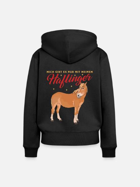 Haflinger Pferd Haffi Pferdebesitzer Geschenk - Frauen Premium Bio Zip Hoodie - Schwarz