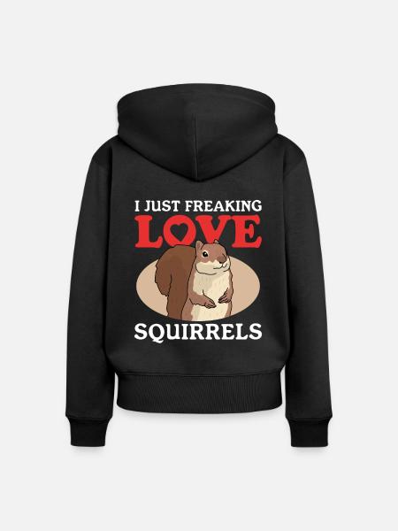Süßes Eichhörnchen Hörnchen Geschenk - Frauen Premium Bio Zip Hoodie - Schwarz