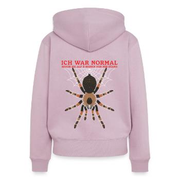 Tarentule sur 8 pattes araignée cadeau - Sweat à capuche zippé Premium bio Femme - rose poudré - Dos - Julia (174cm)