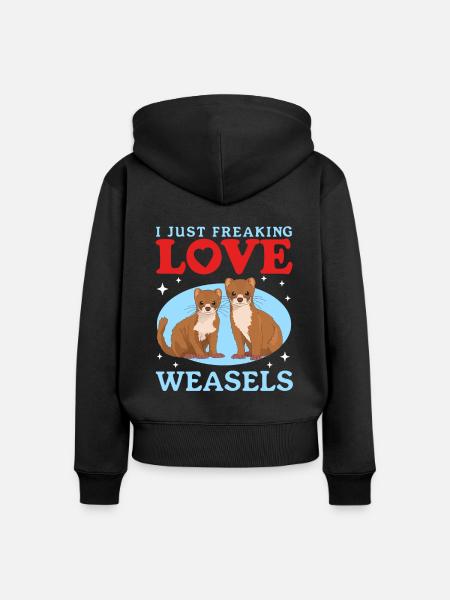 Wiesel Hermännchen Kleinwiesel Geschenk - Frauen Premium Bio Zip Hoodie - Schwarz
